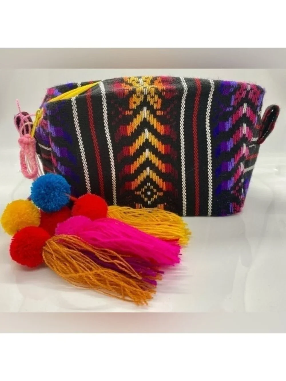 Mexican Cosmetic Bag Makeup Bag Pom Poms